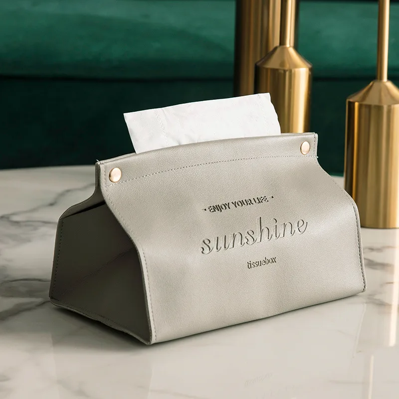 

Practical Simple Desktop Napkin Pumping Paper Holder Storage Container Durable Multi-functional Leather Tissue Box