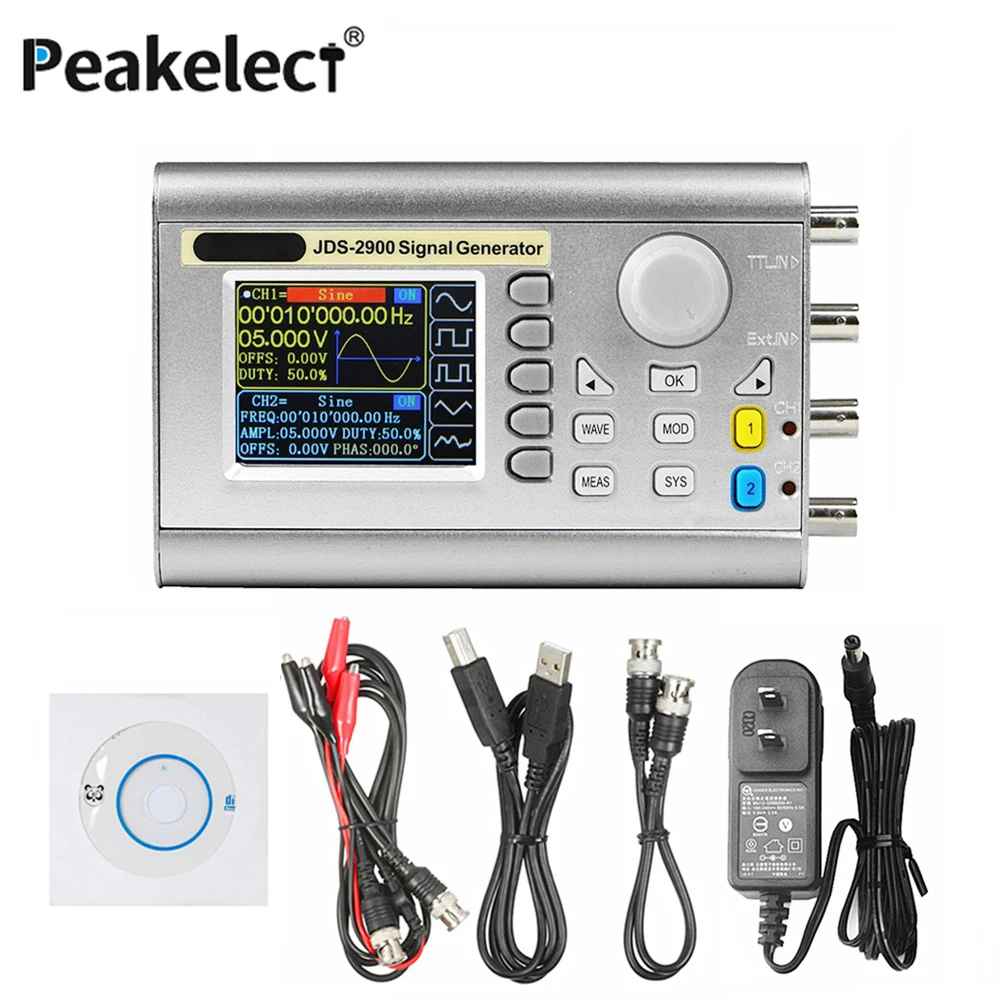 Peakchoose JDS2900 60 МГц Портативный генератор сигналов DDS функция двухканальный