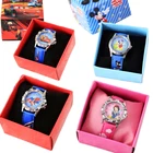 Детские часы с изысканным кожаным ремешком и изображением героев мультфильмов Молнии Маккуин Человек-паук Микки Белоснежки для студентов креативный подарок для детей