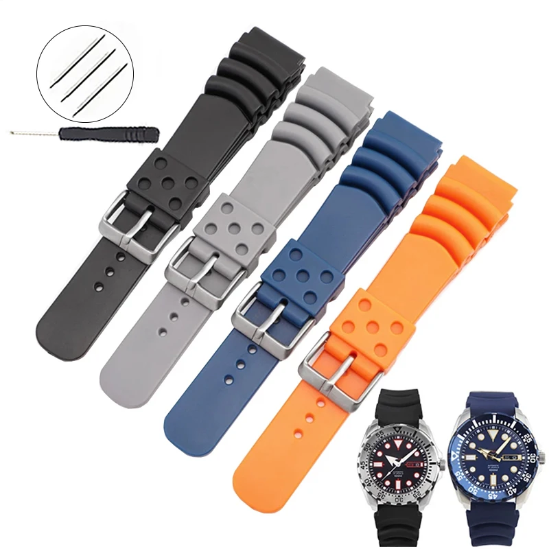 

20mm 22mm Universal Straps For Seiko Diver Scuba For Casio Bracelet Band Silicone Rubber Diving Sport Waterproof Wristband Belt