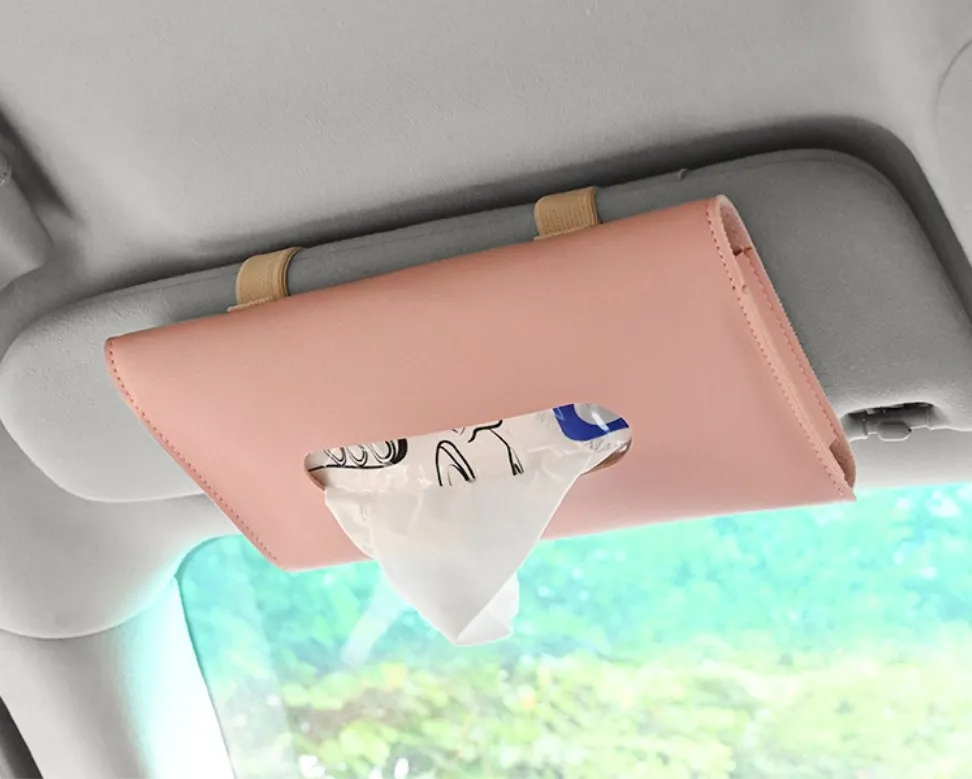 

Areyourshop Sun Visor Napkin Holder Visor Tissue Holder Tissue Case For Car Tissue Holder PU Universal Auto Parts Accessories