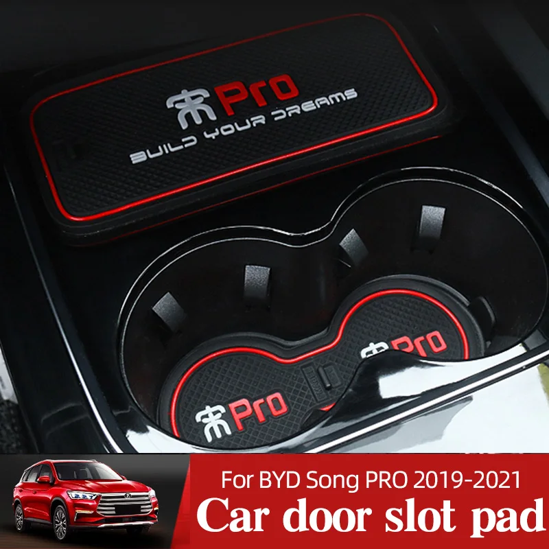 

Anti-Slip Gate Slot Cup Mat Interior Non-slip mat Accessories Door Pad Car Styling StickersFor BYD Song Pro 2019-2020