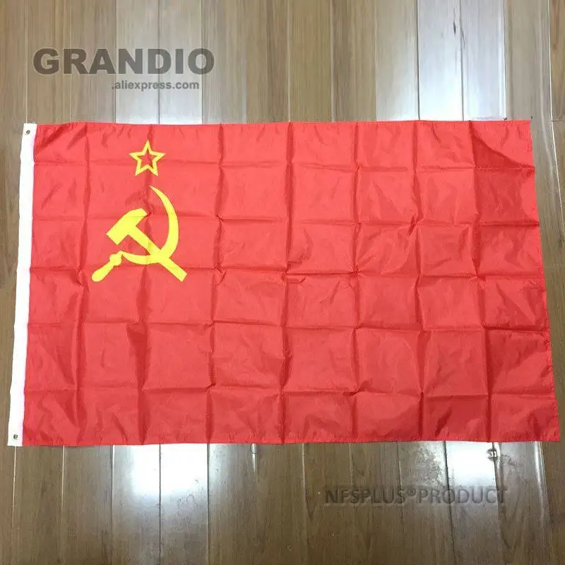Российский флаг СССР Россия 90x150 см полиэфирный молот и серп печатный Союз