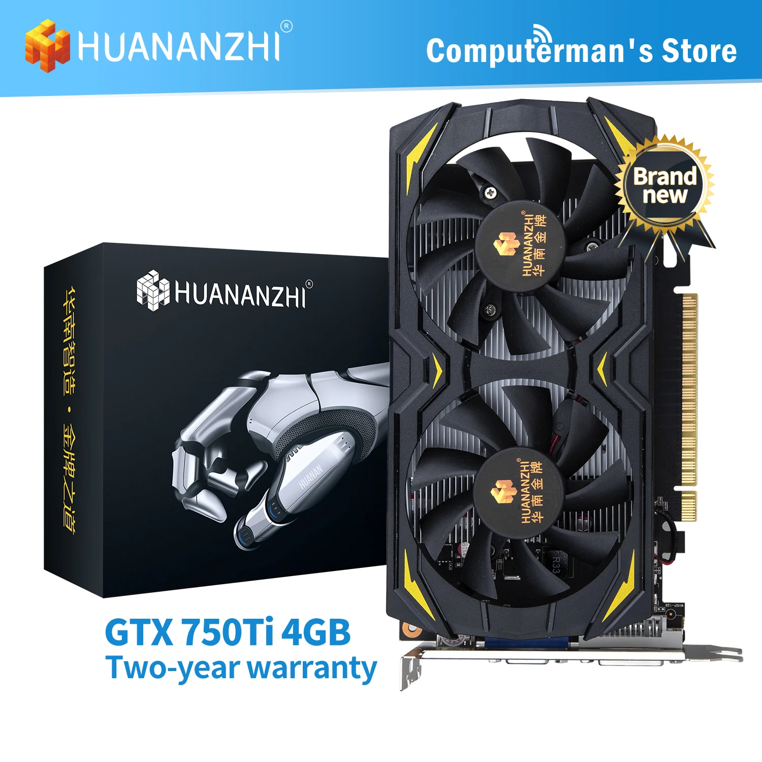 Видеокарты HUANANZHI GTX 750TI 4G GPU NVIDIA GDDR5 игровая карта для настольного ПК PCI E