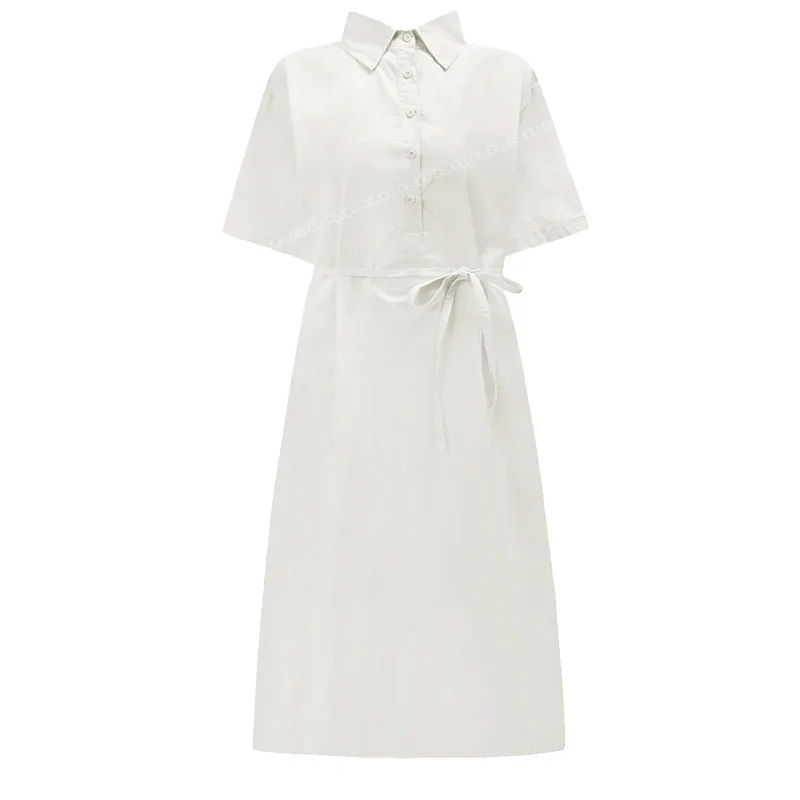 

2020 Summer New Korean Style Preppy Style Casual Loose Polo Shirt Dress Mid-Length Waist Slimming Women