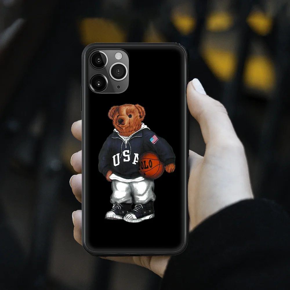 

fashion Cute Bear Italy Phone Case cover For iphone 6 6S 7 8 PLUS 12 mini X XR XS 11 PRO SE 2020 MAX black Hoesjes Luxury Prime