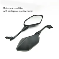 motorcycle rearview mirror modified pentagonal rearview mirror for motorcycle black 10mm universal motorcycle accessories