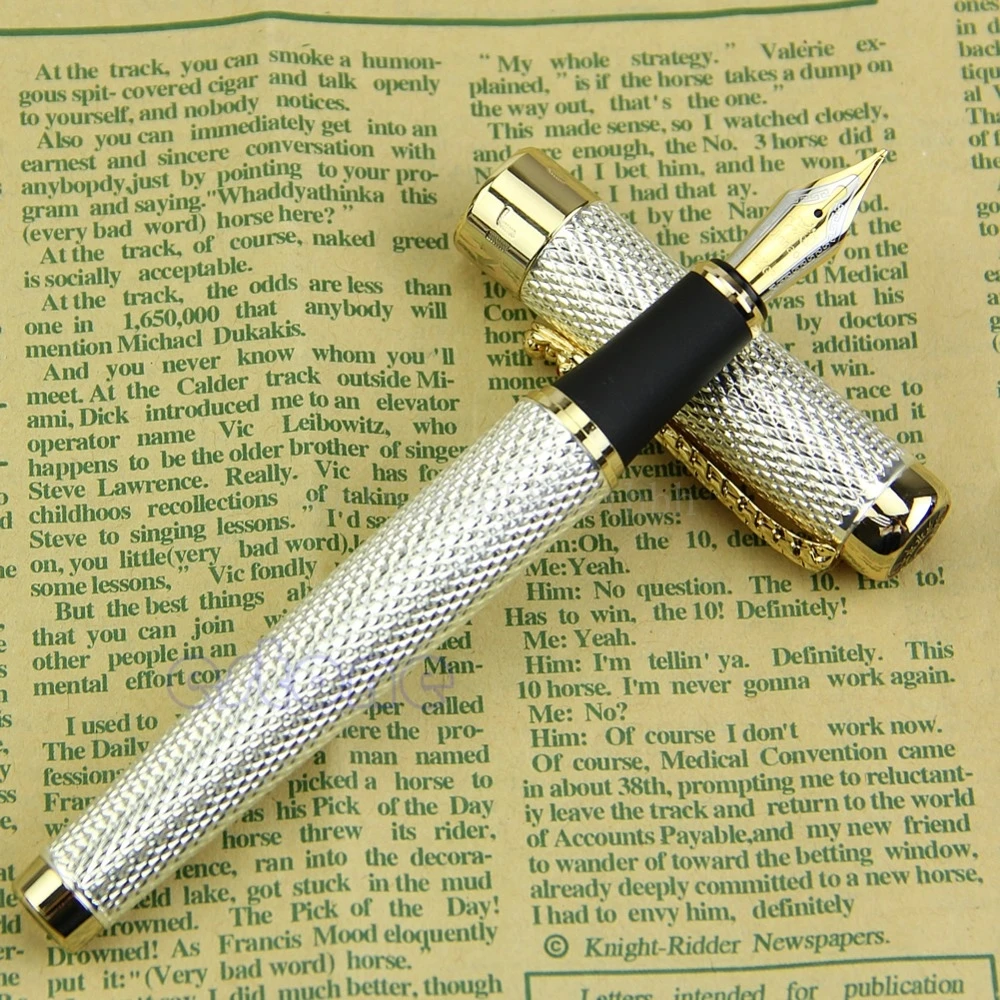 Noblest Авторучка Jinhao Dragon 1200 18KGP Средний наконечник золотой серебряный канцелярские