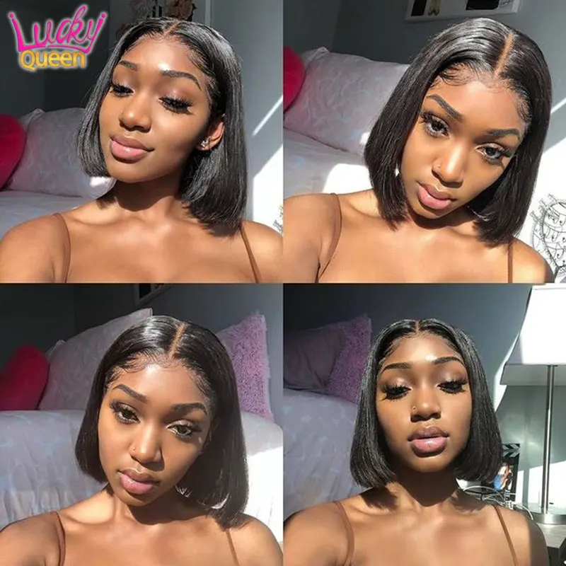 

Straight Bob Human Hair Wigs 4x4 Lace Closure Bob Wigs Lucky Queen Hair Brazilian 13x4 Lace Frontal Human Hair Wigs For Women