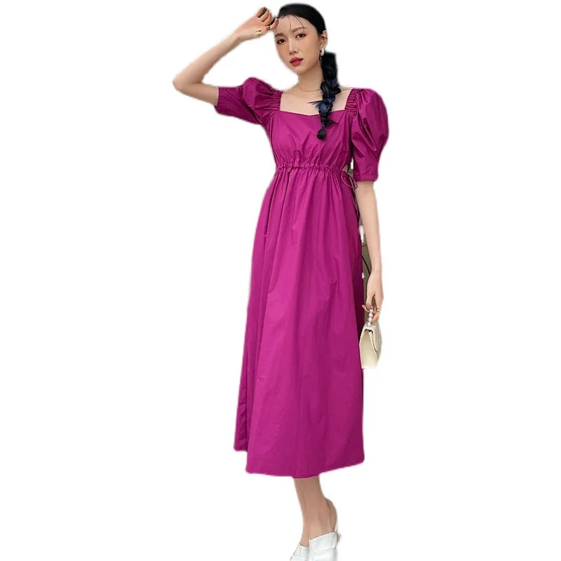 

French side led hubble-bubble sleeve dress female spring New Year break skirt design feeling small skirt