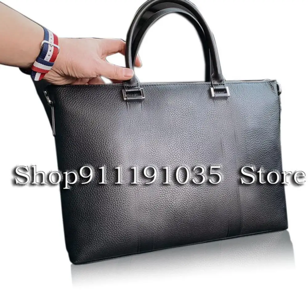 

High quality men's fashion simple leather handbag