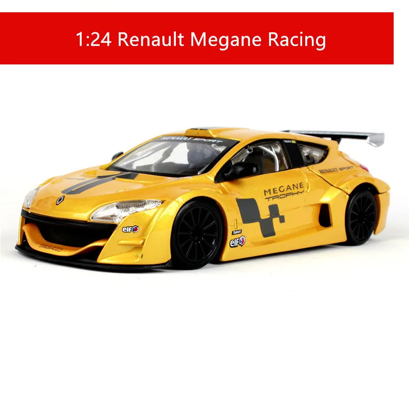 Золотой Модель автомобиля Bburago 1:24 Renault Megane, Модель гоночного автомобиля, модель автомобиля из сплава, коллекция украшений, Подарочная игрушка - Цвет: Золотой