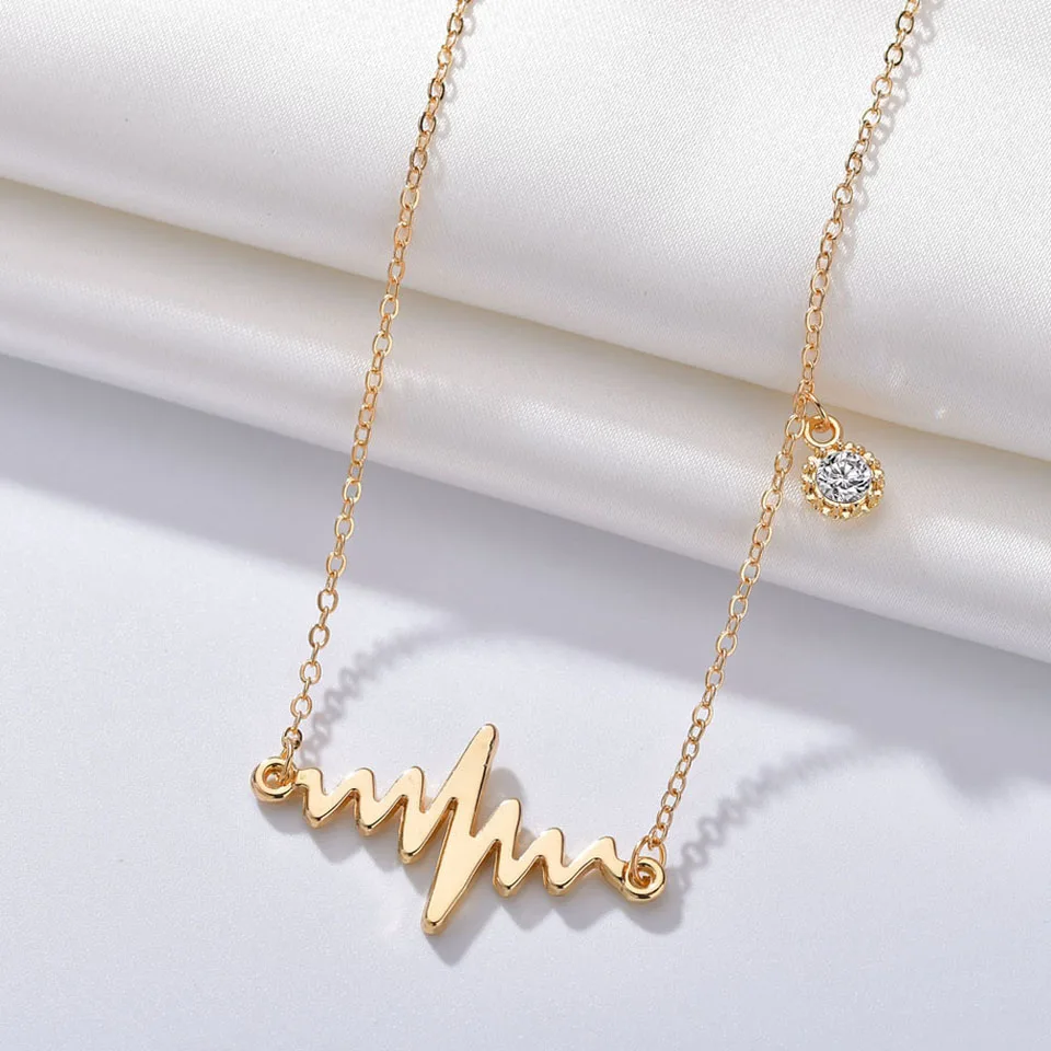 Ожерелье с ЭКГ и сердцем на цепочке изящные ожерелья минималистичные Подвески в