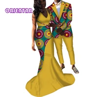 african clothes couple suit set african print long sleeved mens two piece set womens long dress plus size suit m 6xl wyq386