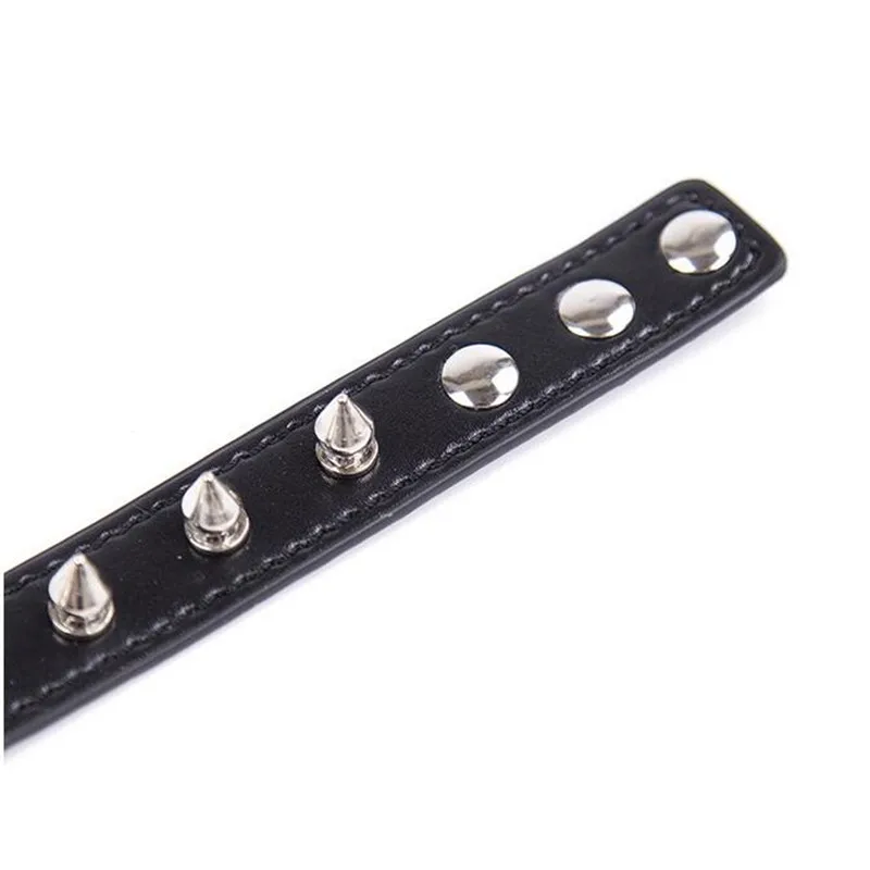 Новинка Черное Кожаное ошейник с заклепками соблазнительный поводок для БДСМ