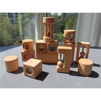 baby montessori wood toy unpaint wooden sensory rattle kids music rain maker column early learning play