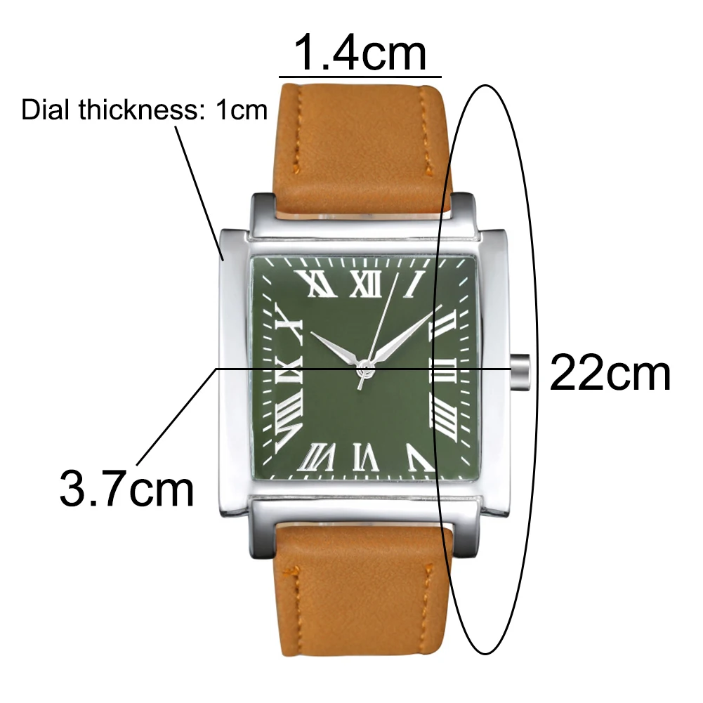 

Fashion Men Square Dial Roman Numeral Faux Leather Strap Analog Quartz Watch