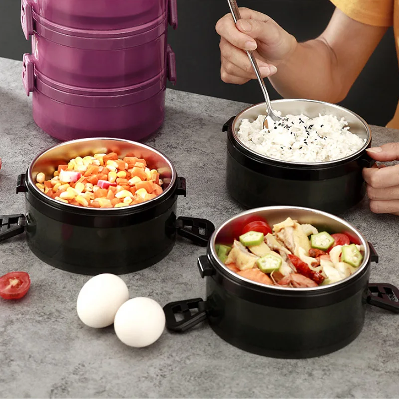 

Retail Bento Box,Stainless Steel 3 Layer Thermal Lunch Box Bento for Office Student,Portable Food Container Leakproof