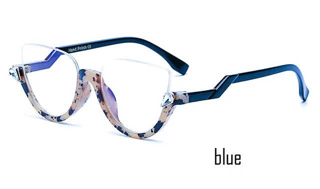1-Blue Новые женские брендовые дизайнерские Винтажные Солнцезащитные очки с полуоправой для женщин, сексуальные солнцезащитные очки кошачий глаз, модные ретро очки - Цвет линз: 1-Blue