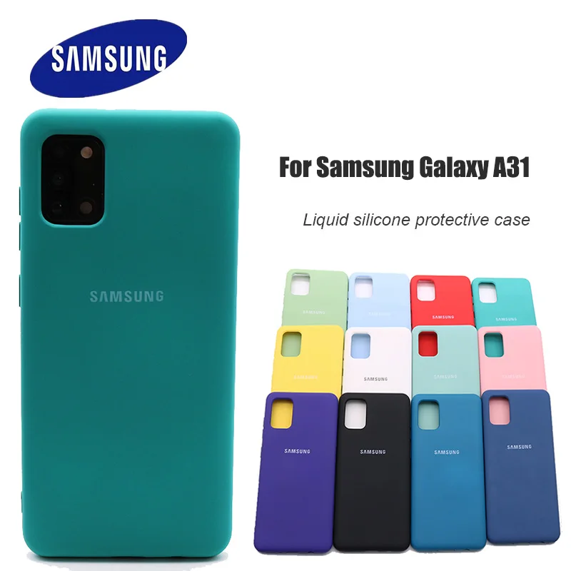 Оригинальный чехол для Samsung A31 шелковистый силиконовый мягкий на ощупь защитный