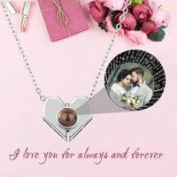 personalized heart shaped 100 languages i love you projection necklace custom photo name pendant for women girl memorial jewelry