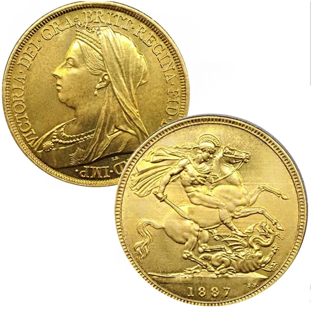Queen Victoria Full Gold Sovereign - Plated *Random Date* 1887 1900 | Дом и сад