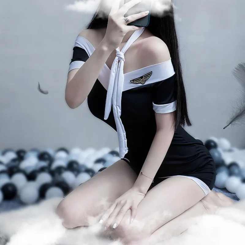 

Sexy Cute Cosplay Women Erotic Temptation Uniform Stewardess Flight Attendant Roleplaying Costume Girl's Fashion Dress New 3RDN