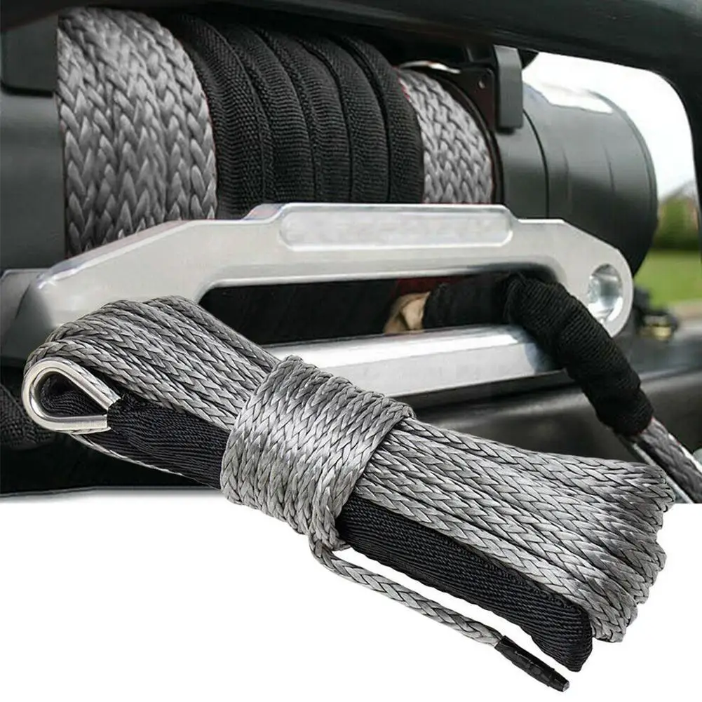 

Winch Rope String Line Cable with Sheath Gray Synthetic Towing Rope 15m 7700LBs Car Wash Maintenance String for ATV UTV Off S0Q3