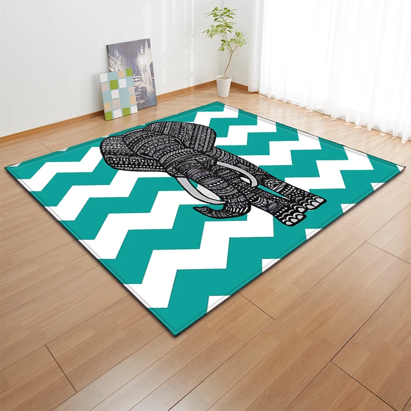 Ковер в юго-восточном азиатском стиле для гостиной с декоративным рисунком слона