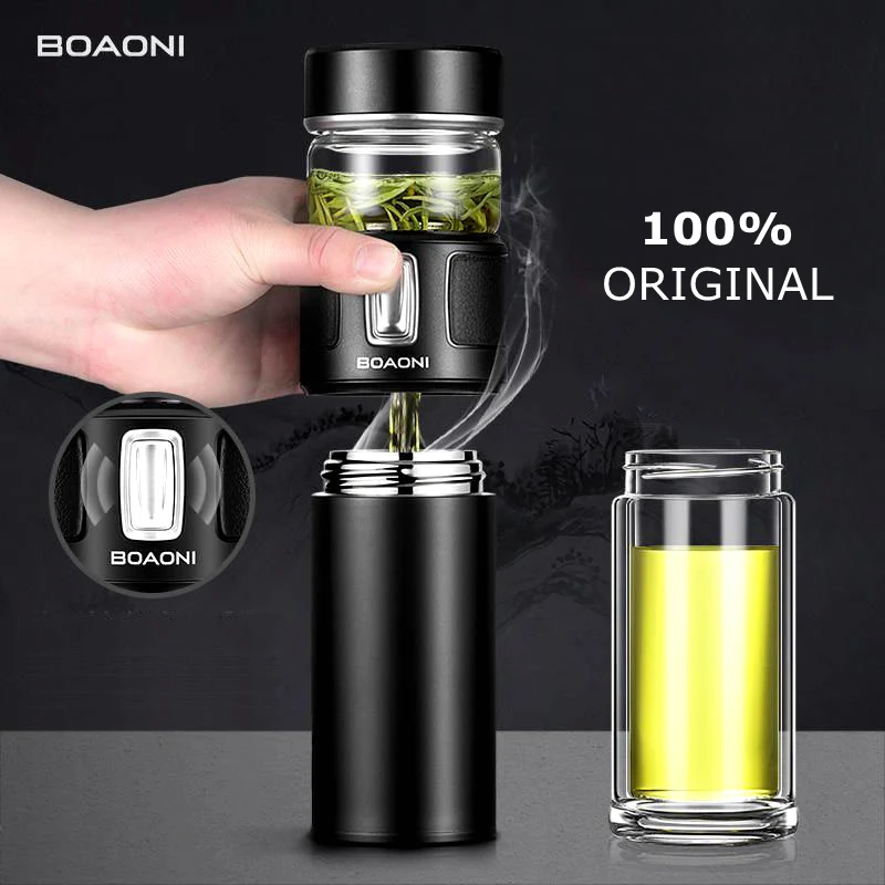 

High Quality 600ml 316 SUS Thermos Mug Double Stainless Steel Tea and Coffee With Filter Cup Vacuum Flask Portable Water Bottle