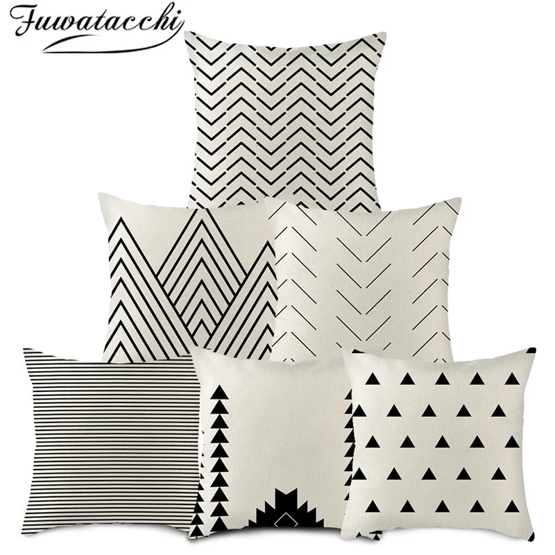 

Fuwatacchi Grey Wave Cushion Cover Geometric Pattern Pillow Covers for Home Chair Sofa Decorative Throw Pillow Cases 45X45cm