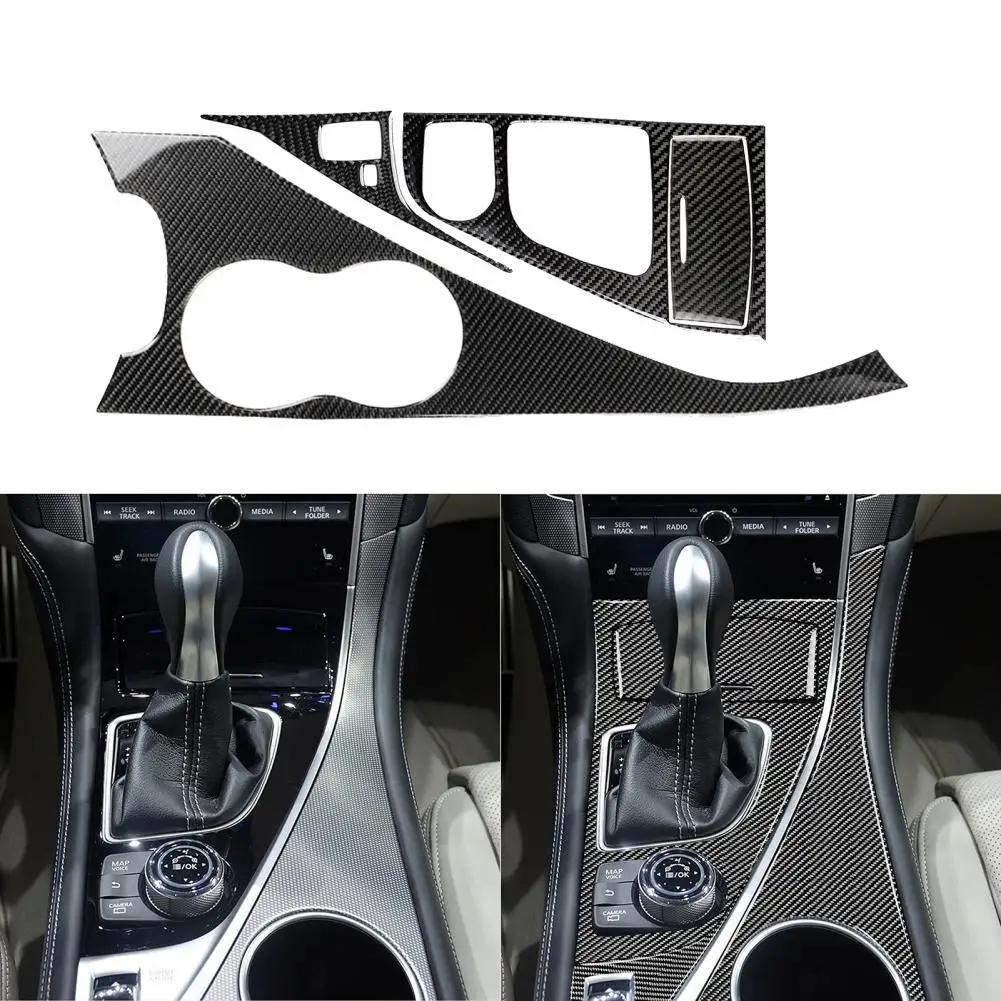 

4Pcs/Set Gear Shifter Panel Sticker Simple Anti-scratch Carbon Fiber Black Gear Shifter Frame Cover for Infiniti Q50 2014-2020 L