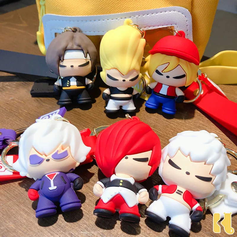 

Japan KOF The King Of Fighters Toys Keychains Kyo Iori Figure Key Chain For Men Women Car Bags Pendant Accessories Key Ring Gift