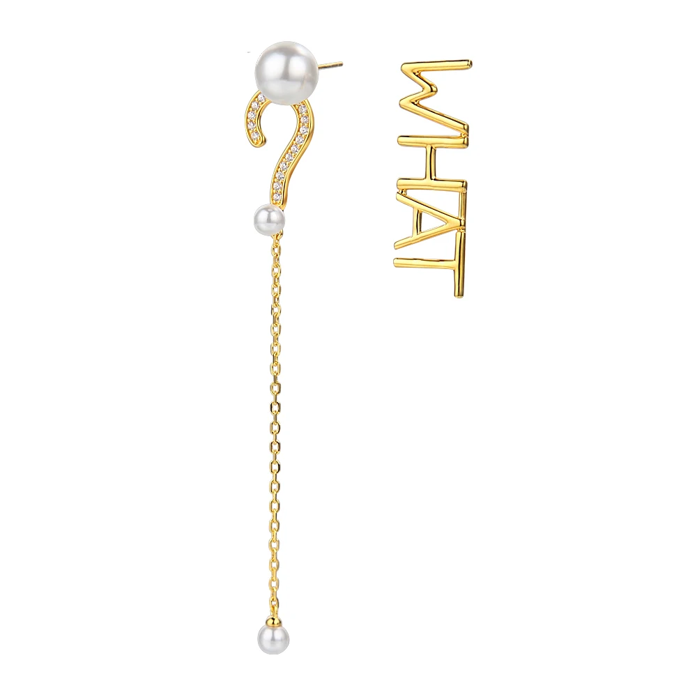 

TUNGSTE Korea Style English Letter Earrings Asymmetrical Long Fashion Jewelry Women's Earring 2021