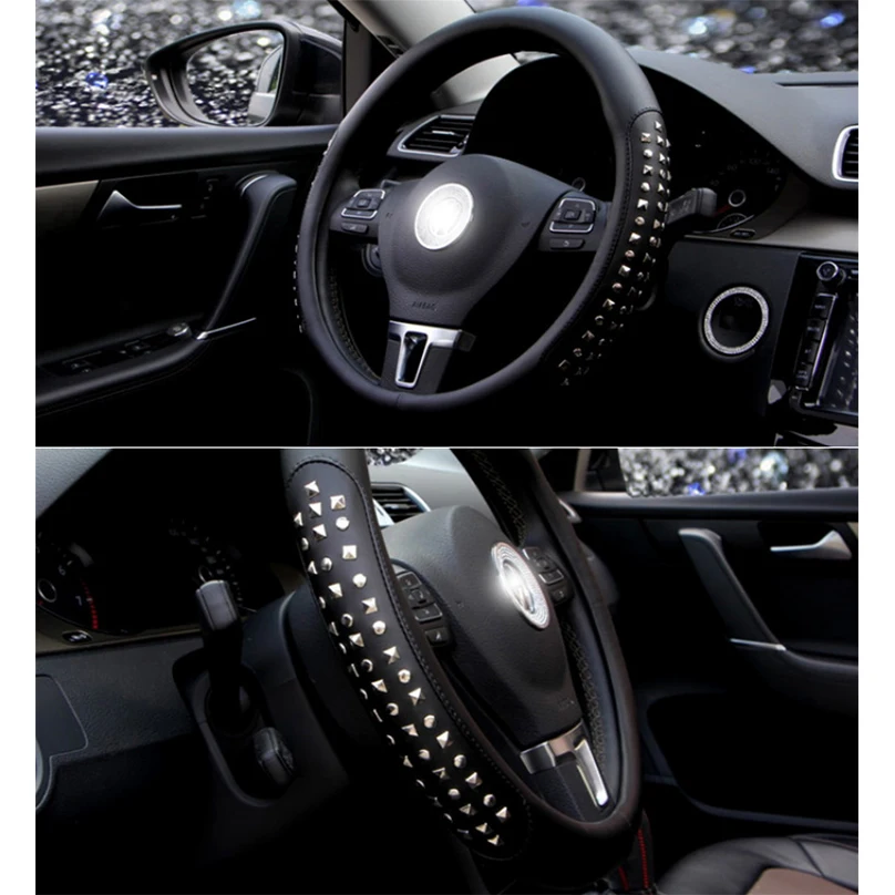 38 см супер классные кожаный чехол рулевого колеса автомобиля обувь на заклепках