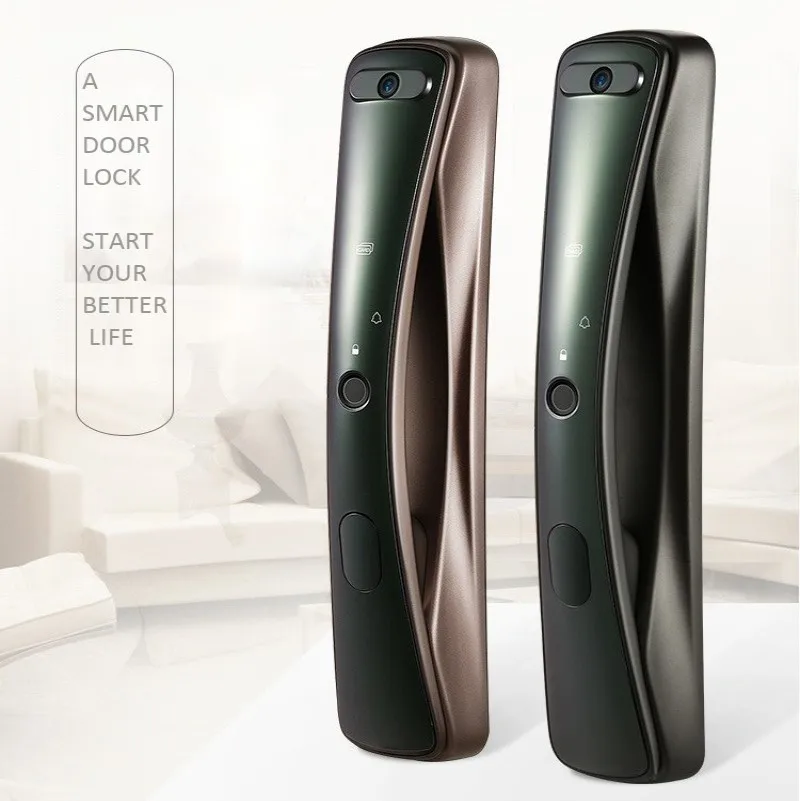 

Smart Door Lock With Code Fingerprint Locks Combination Electric Lock Exterior Door Face Recognition Locks With 2 Cameras