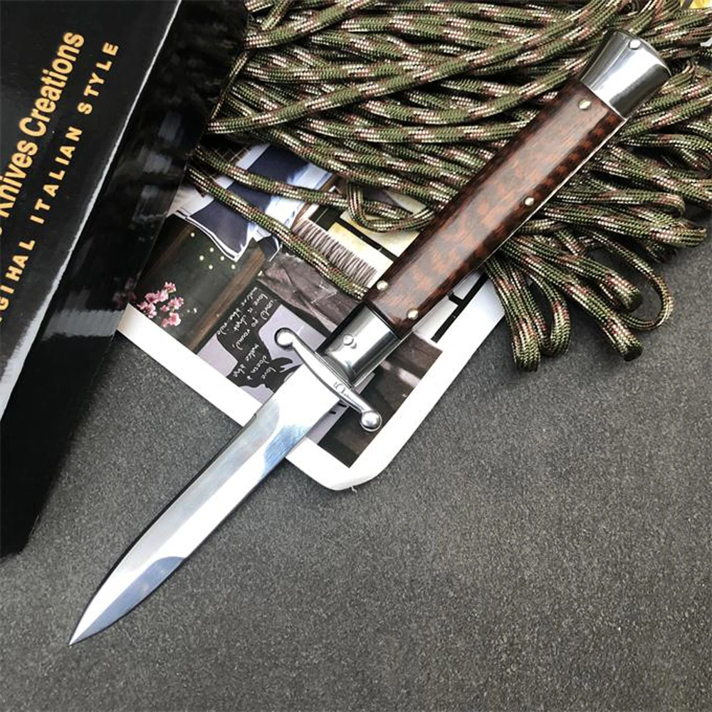 

High Quality Italian Mafia Patron Saint 440C Blade Folding Knife All Steel Framework Self defense Pocket Knife EDC Tools
