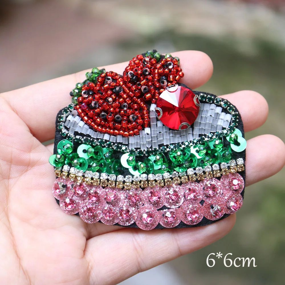 Fashion Handmade tassel flower rhinestone beaded patches for clothing DIY sew on patch embroidered applique cake sequins Parches | Дом и сад