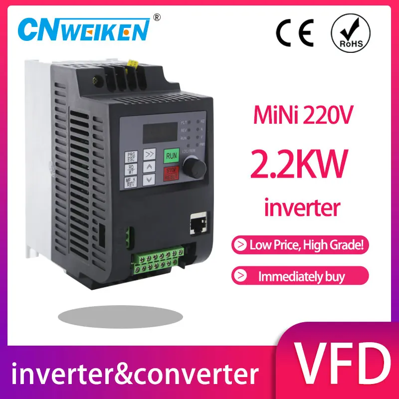 

2.2kw Inverter 220v 2.2kw VFD Variable Frequency Drive VFD Inverter 400Hz 10A VFD Inverter 1HP Input 3HP frequency inverter