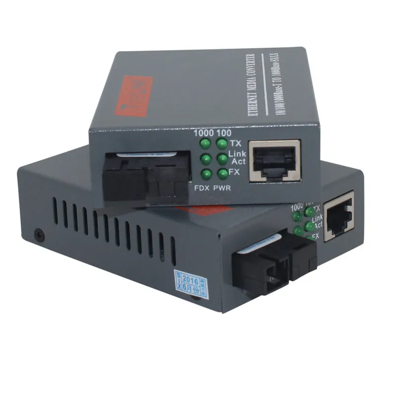 

1 Pair HTB-GS-03 A/B Gigabit Fiber Optical Media Converter 1000Mbps Single Mode Single Fiber SC Port 20KM External Power Supply