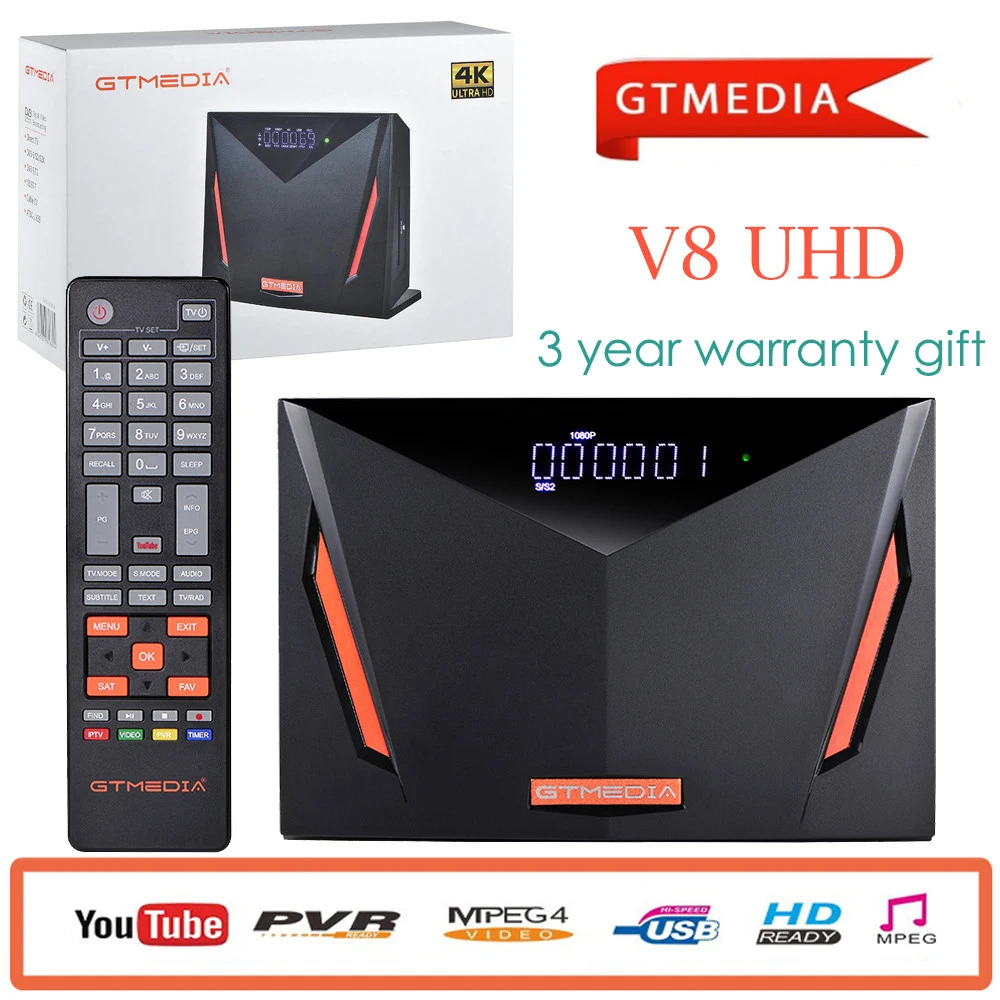 Gtmedia V8 UHD 4k спутниковый ресивер DVB S2 встроенный wifi v8 nova поддержка H.265 IPTV S/S2/S2X +