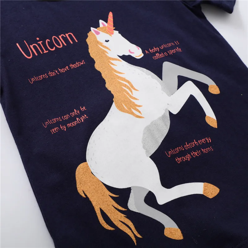 

Toddler Girls Cotton T-shirt Short Sleeve Summer Baby Tees with Unicorn Girls Fashion Children's Clothes Tops for 2-7Years