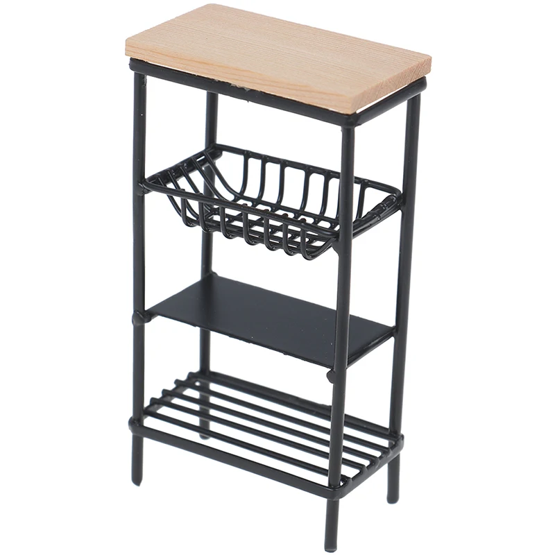 

Mini Kitchen Side Cabinet Miniature Display Shelf Accessories Kitchen Dining Cabinet Kids Toy 1:12 Doll House Accessories
