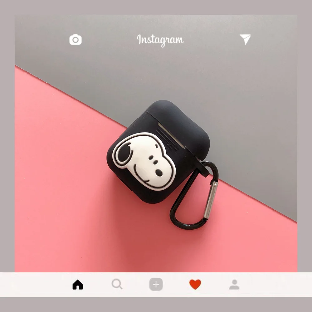 Black Мультяшный чехол для наушников AirPods, силиконовый кулон в виде животного, беспроводные наушники, анти-шок, для Apple Airpods 2, аксессуары - Цвет: Black