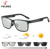 felres aluminum magnesium photochromic polarized square sunglasses for men outdoor driving fishing uv400 glasses s6560