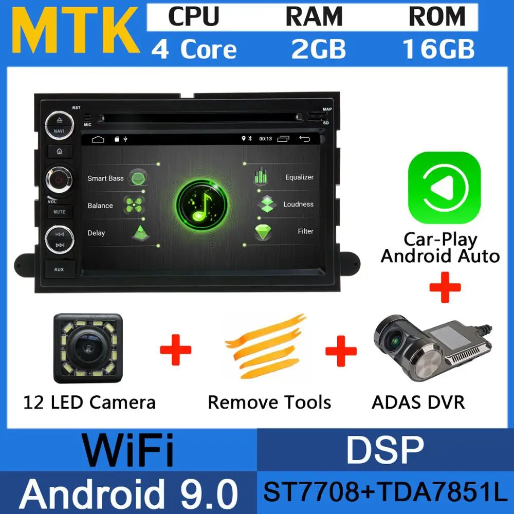 5 USB Octa Core Android 9,0 Автомобильный DVD плеер для Ford F150 F250 F350 F450 F550 2007 2008 2009 2010 2011 2012 2013 автомобильный радиоприемник - Цвет: MTK-Adas-Carplay