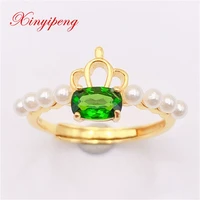 xin yipeng jewelry s925 sterling silver plated yellow gold inlaid natural diopside ring anniversary gift for women free shipping