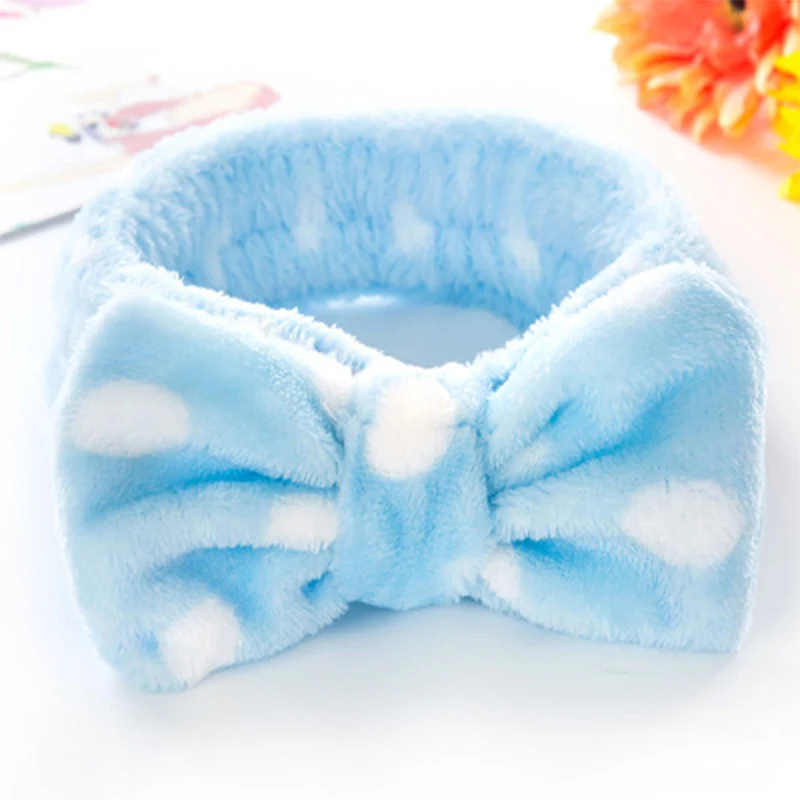 Милая Женская Мягкая повязка на голову в горошек полоску для душа ободок волос