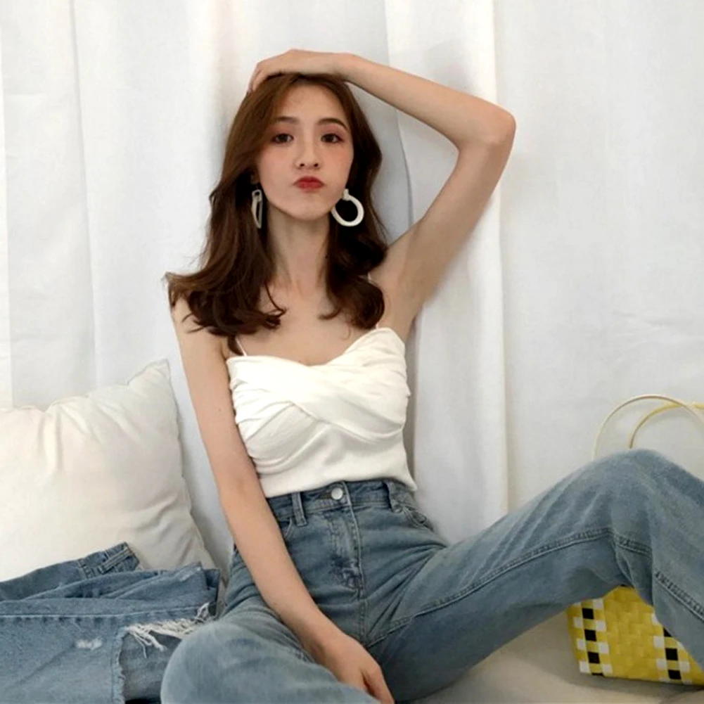 Женский облегающий Трикотажный жилет без рукавов с рюшами укороченный топ на