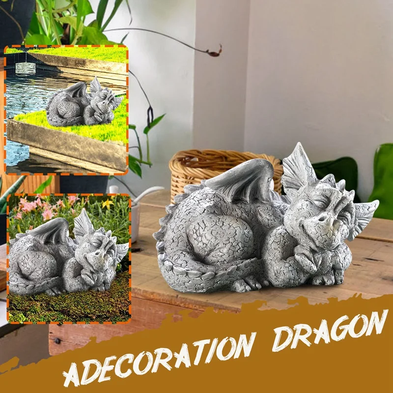 Dragon Baby Garden Statue Adorable Sleep Portrait Stone Outdoor Decoration For Home Art Ornaments Lawn Yard Decor | Дом и сад